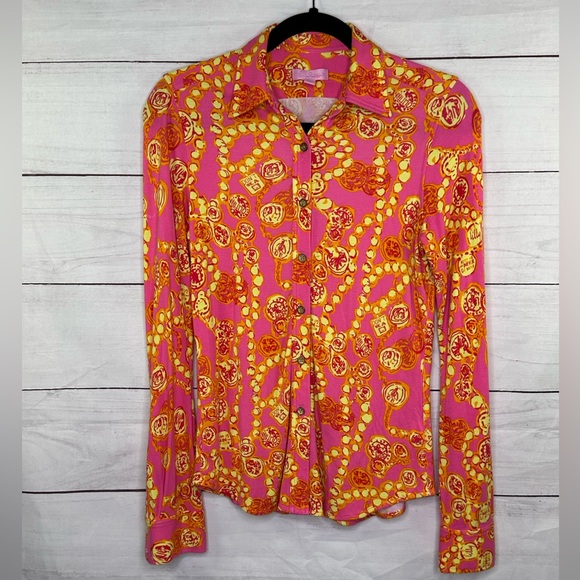 Lilly Pulitzer Tops - Lilly Pulitzer Pink Button Up Blouse Size S